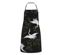 DOFFO Tabliers pour femmes avec poches, joli chien maltais, imprimé, imperméable, tablier de cuisine, Grue japonaise et pin, taille unique