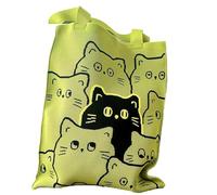 DOFOTAWN Sac à main à bandoulière pour femme, joli sac fourre-tout pour l'école, grand sac fourre-tout en tricot, sac de plage amusant à grand motif, Chat vert, Sacs à main Houlder