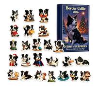 Dog - Acrylic 24 Day Border Collie Charms 26cm | Christmas | Christmas Countdown Calendar - 2D Acrylic 10.24in Canine Pendants | Hanging Holiday Ornament | Door Window Tree Wall Decor