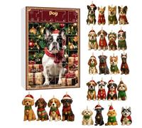 Dog Advent Calendars 2025, 24 Days Christmas Countdown Advent Calendars with 2D Acrylic Dog Ornaments for Kids Women Men