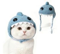 Dog and Cat Knitted Headgear Hats -Clothes Light & Soft Yarn Dog Hat Adjustable Cute Hats for Small Dogs,Cats,Party,Birthday,Outdoor Pet Hat (Blue).