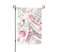 Dog And Paris Towe Drapeaux de jardin saisonniers double face 30,5 x 45,7 cm à l'extérieur Décoration de Pâques St Patrick