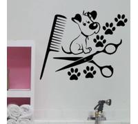 Dog Animal Pet Vinyl Wall Stickers Grooming Salon Wall Art Sticker Decals Vinyl Home Room Decor Waterproof DIY Mural 59X74cm