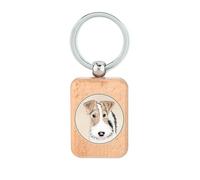 Dog Art Race Peinture Wire Fox Terrier Porte-clés en bois Plaque pour chien Accessoire porte-clés