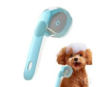 Dog Bath Brush, Pet Shampoo Scrubber Comb, Dog Massage Brush with Handle, Soft Silicone Bristles, Puppy Shower and Grooming Use for Short and Long Hair, 3.35x3.35x7.48 Inches