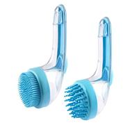 Dog Bath Brush with Soap Dispenser - 2-in-1 Dog Shampoo Brush Scrubber & Massage Brush for Dogs & Cats, Pet Bathing Brush with Easy-Fill Dispenser for Gentle Cleaning & Grooming (Blue)