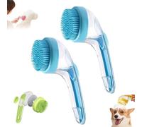 Dog Bath Brush with Soap Dispenser,automatic Foaming Soap Dispenser Dog Bath Brush Long Handle,Non-Scratch Wet/Dry Pet Washing Brush for Dogs/Cats,Pet Washing & Showering-A-2 pcs