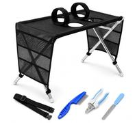 Dog Bath Holder for Small Dogs, Foldable Pet Bathing Stand with 8 Leg Openings, Adjustable Restraint Straps, Up to 10 kg Grooming Stand for Cats, Puppies, Washing and Nail Trimming, Brushing (H)
