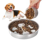 Dog Bowl, Slow Feeder Dish, Stainless Steel Anti-Choking Container, Interactive Bloat Stop Bowl for Fast Eaters Small Large Breed Pet Feeding Supplies Indoor Kitchen Travel Crate