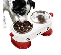 Dog Bowls Elevated - Adjustable Height Feeder, Stainless Steel Dish, Tilted 2-in-1 Holder with Anti Slip Base | Raised Feeding Station for Puppy and Cat Small Pets Indoor Outdoor Kitchen Floor