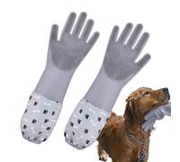 Dog Brush Gloves - Silicone Groom Mitt Layout, Soft Body-Care Texture Creating Smooth Detangling Action, Pratique Cleaning Tool Promoting Relaxed Bath Handling | Pet Bathing Gloves For Animal