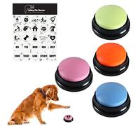 Dog Buttons for Communication and Training, 4Pack Recordable Dog Buttons Pet Command Buzzer, with 25 Stickers, 30 Second Record