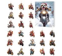 Dog Calendar - 10.63x7.28 Inches 24 Days Acrylic Decor Dogs Figurines, 2025 2D Christmas Countdown Planner, Holiday Puppies Riding Motorcycle Charm | For Family Vacation Home Tree Wall Doors