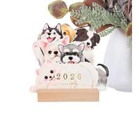 Dog Calendar 2026-12x17cm/4.7x6.7inch Monthly Planner With Wooden Stand | 12 Puppy Cards Design Funny Calendar | For Kids Adult Family Work Desk School
