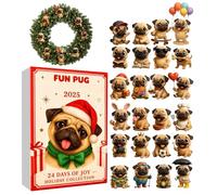 Dog Calendar - 2d Acrylic Pendant for Pug, Flat Collectible Dog Calendar, Interactive Pugs Seasonal Decor Countdown, Calendars for Home Family Puppy Lovers Kids Adults Vacation Holiday 26x18x3cm