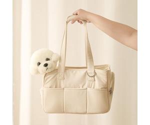 Dog Carriers for Small Dogs, Soft Sided, Taille L Beige - Confort Optimal avec Coussin Élastique, Idéal Voyage pour Chiens Jusqu’à 4kg (M.)