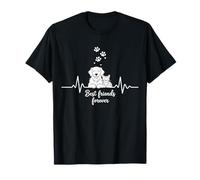 Dog Cat Best Friends Forever Heartbeat Pet Lover Art T-Shirt