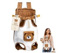 Dog Cat Front Carrier Backpack, Cute Bear Style for Small Pets (M)