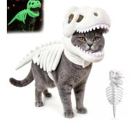 Dog Cat Pet Dinosaur Skeleton Costume,3D Halloween Costumes，Night Glow：L