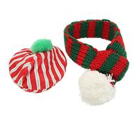 Dog Christmas Hat and Scarf Set | Cozy Knitted Winter Outfit for Small Medium Large Dogs | Elastic Design for Comfortable Fit | Indoor Outdoor Pet Party (Red and Green)