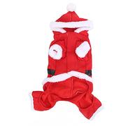 Dog Christmas Santa Claus Costume | Cotton Fabric Pet Clothes for Small/Medium/Large Dogs | Warm Holiday Outfit with Hat & Belt | Comfortable Festive Apparel (M)