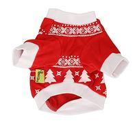 Dog Christmas Shirt, Soft Breathable Polyester Vest with Christmas Tree Printing, Red - Confort Léger, Élasticité Pratique, Idéal Fêtes et Quotidien (L)