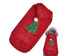 Dog Christmas Sweater | Festive Fall/Winter Knit Sweaters for Small and Medium-Sized Dogs | Pet Winter Knitwear with Hat and Christmas Tree Pattern | Pet Apparel | Dog Sweater for Small Medium Dogs