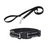 Dog Collar Set, Reflective Strips Leash and Harness, Quick Release Buckle Pet Leader, Adjustable, Breathable Outdoor Puppy Training Gear for Small to Large Dogs, 50 x 2.5 x 1cm