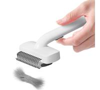 Dog Comb, Pet Hair Detangling Brush, ABS and Stainless Steel Cat Grooming Tool, Release Button for Easy Use, Ideal for Long and Short Haired Cats and Dogs, 18.7x6.6x3.3cm