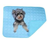 Dog cooling mat 4 times the effect,Outdoor pet cooling bed,washable ice silk self-coolings pad,comfortable self-coolings blanket,pet bed,sleeping pad, cat and dog kennels,cage (Dark blue, 100*70cm)