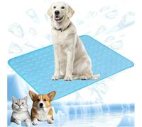 Dog Cooling Mat 4X More Effective, Pet Ice Silk Blankets Sleeping Mat for Dog Dogs Cats Pets in Summer Keep Cool, Outdoor Dog Self Cooling Crate Sleep Mats Washable Non-Slip (Blue,S 50 * 40cm)