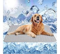 Dog Cooling Mat 4X More Effective, Pet Ice Silk Blankets Sleeping Mat for Dog Dogs Cats Pets in Summer Keep Cool, Outdoor Dog Self Cooling Crate Sleep Mats Washable Non-Slip (Grey,S 50 * 40cm)