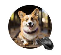 Dog Corgi Tapis de souris pour ordinateur, tapis de souris de jeu rond avec base en caoutchouc antidérapant, imperméable, pour ordinateur portable, bureau, maison, 19,8 x 20,8 cm