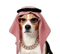 Dog Costume - Arabic Puppy Cosplay Clothes, Middle Eastern Pet Head Wrap with Traditional Style, Cultural Pet Outfit, Pets Costume Apparel, for Holiday Parties Travel, Shopping Themed 25,98x19,29 Inch