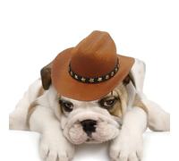 Dog Cowboy Hat - Non-Woven Fabric Adjustable Small Pet Cap | Pet Party Cowboy Hat with Comfortable Strap, Daily Wear, Carnival, Cоwboy Dog Costume with Ĥat | Halloween Christmas Cosplay
