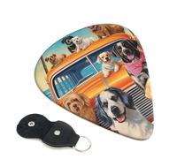 Dog Days of Summer Lot de 6 médiators en celluloïd de 0,96 mm d'épaisseur avec support en cuir, médiators personnalisés pour basse, guitares électriques et acoustiques, cadeau pour les amateurs