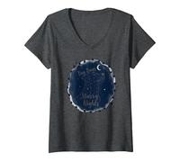 Dog Days Starry Nights Celestial Canine T-Shirt avec Col en V, Femme, Chiné Foncé, L