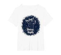 Dog Days Starry Nights Celestial Canine T-Shirt, Femme Grandes Tailles, Blanc, 3X