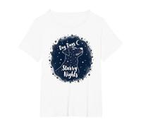 Dog Days Starry Nights Celestial Canine T-Shirt, Femme Grandes Tailles, Blanc, 5X