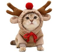 Dog Deer Costume - Plush Polyester 28x19x2cm | Novelty 3D Reindeer Ears Hoodie Small & Medium Dogs, Holiday Pet Sweater for Winter | Christmas, Celebration, Cosplay