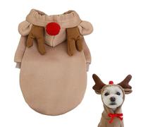 Dog Deer Costume - Plush Polyester 28x19x2cm | Novelty 3D Reindeer Ears Hoodie Small & Medium Dogs, Holiday Pet Sweater for Winter | Christmas, Celebration, Cosplay