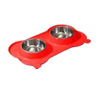 Dog Double Feeding Bowl, Non-Slip Kitten Food Bowls, Detachable Stainless Steel Dish, Non-Skid Pet Feed Station for Small, Medium, and Large Dogs and Cats, 13.78x7.48 inches