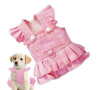 Dog Dress, Breathable Dog Clothes, Stylish Cowboy Overall Dress for Kitten and Puppy, Decorative Outdoor Walking Cat Outfits, Jelly Pink, Jelly Yellow, Jelly Blue