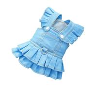 Dog Dress, Breathable Dog Clothes, Stylish Cowboy Overall Dress for Kitten and Puppy, Decorative Outdoor Walking Cat Outfits, Jelly Pink, Jelly Yellow, Jelly Blue