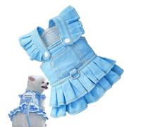 Dog Dress, Breathable Dog Clothes, Stylish Cowboy Overall Dress for Kitten and Puppy, Decorative Outdoor Walking Cat Outfits, Jelly Pink, Jelly Yellow, Jelly Blue