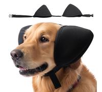 Dog Ear Wrap - Adjustable Noise Cancelling Head Wrap for Pets | Soft Waterproof Fabric Ear Muffs, Noise Protection Hood for Small Medium Large Dogs During Grooming Bathing Thunder, 65x15x10cm Black