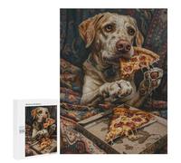 Dog Eating Pizza Art Print Puzzle 1000 Pièces Educa Jouet en Bois Cadeau Unique Décoration Intérieure Jeu Éducatif Challenge Toy Adultes Et Enfants À Partir De 14 Ans 500 PCS