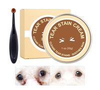 Dog Eye Cleaner - 30g Pet Tear Stain Remover | Pet Tear Stains Cleaner, Natural Dirt Cleaning Cream with Brush, Veterinary Approved Formula, Gentle Cleansing Solution for Cat Eyesight Care Puppy Smal