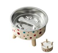 Dog Food Bowl Slow Feeder Stainless Steel Elevated Pet Licking Bowl