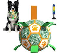 Dog Football Ball With Straps,15 Cm Interactive Ball Toy With Pump For Dogs,Durable Balls Water Toy For Dogs,Birthday Gifts For Small And Medium Dogs